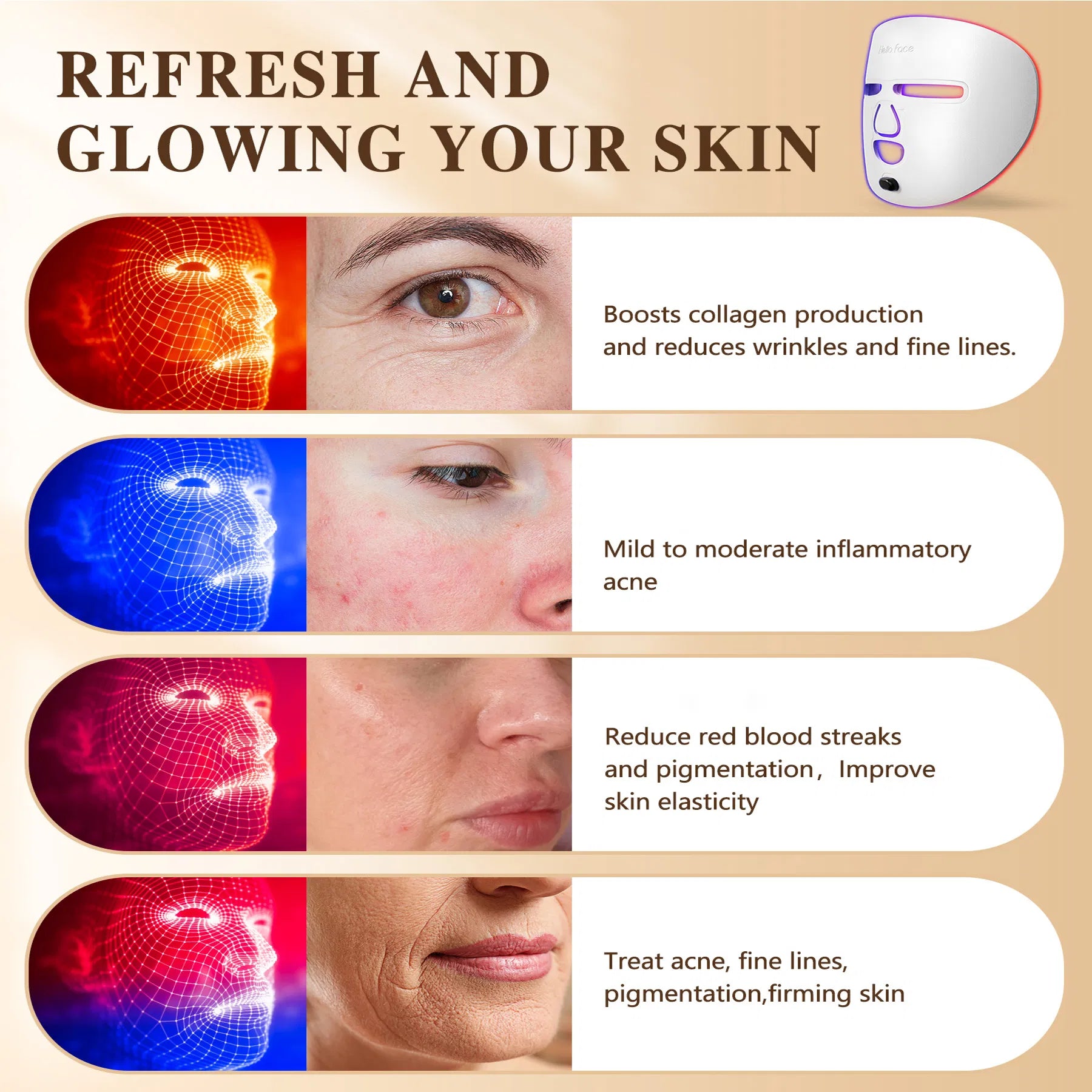 VELOUR LED Red Light Therapy Face Mask
